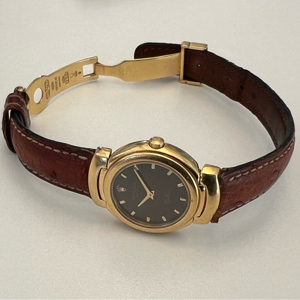 Vintage Rolex Cellini 18k Yellow Gold Watch – Brown Dial, Leather Strap